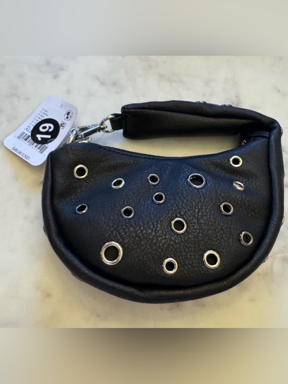 Free People Black Grommet Mini Shoulder Bag NWT - Picture 5 of 7